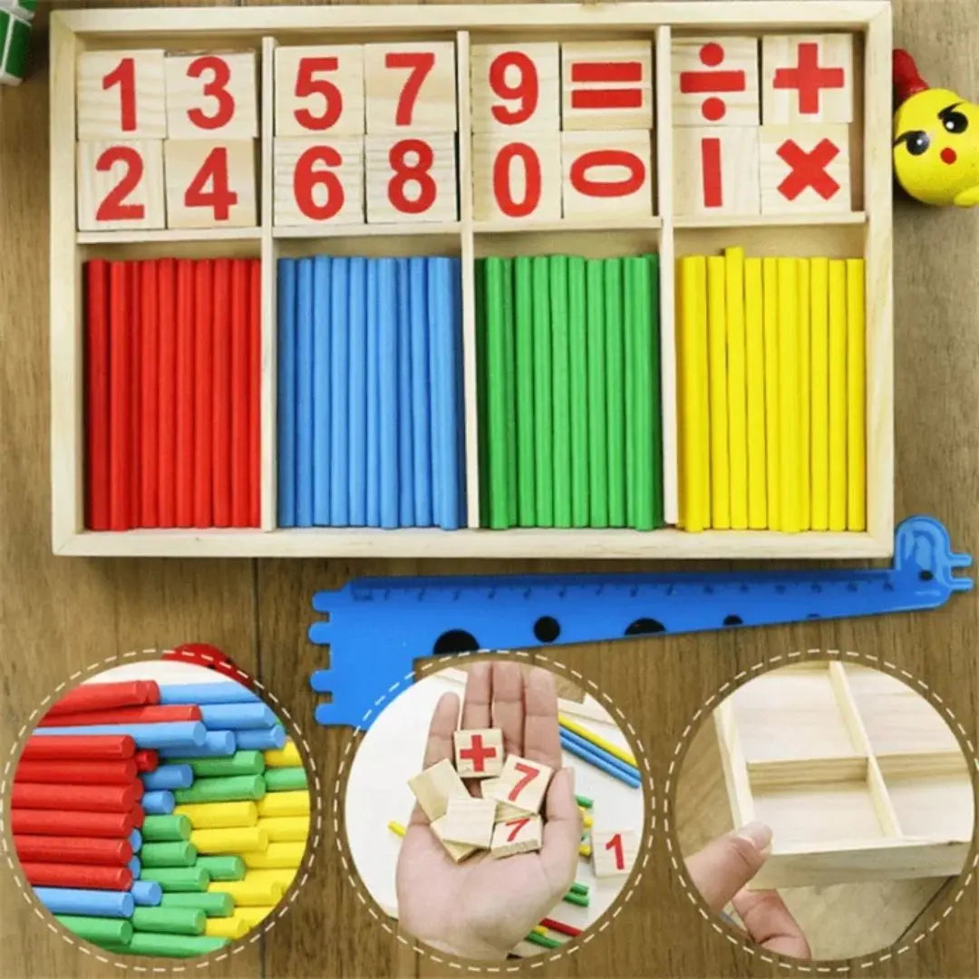 Activité Montessori de tri et comptage avec batons CountSticks en bois