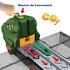 Dinosaure jouet avec bouton de lancement propulsant des voitures sur une piste –Camion Dinosaure Transformable