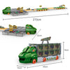 Circuit dinosaure avec piste et dimensions indiquées sur fond blanc – Camion Dinosaure Transformable