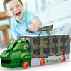 Enfant jouant avec un camion dinosaure transporteur et son circuit sur une surface blanche – Camion Dinosaure Transformable