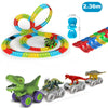 circuit dinosaure enfant avec loopings modulable piste voiture flexible éducative