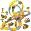 Circuit Looping avec doubles loopings et camions jouets sur piste modulaire - Camions de Chantier pour Enfants