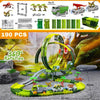 Circuit avec dinosaures et accessoires sur fond de paysage préhistorique – Circuit Looping – Camions Dinosaure pour Enfants.