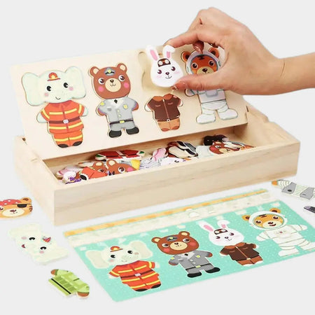 WoodZoo puzzle Montessori en bois avec animaux du zoo