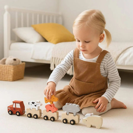 FarmRail train en bois Montessori avec animaux ferme à trier