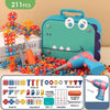 Kit bricolage enfant 211 pièces MiniBuilder avec vis, écrous et formes colorées thème dinosaure