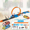 Circuit voiture enfant avec set 18 pièces incluant accessoires, piste et voitures pour créer un parcours complet