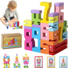 Blocs BuildPro en bois naturel peints à l'eau pour enfant