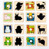 Cartes en bois AnimalLogic avec animaux et silhouettes pour jeu éducatif d’association et de reconnaissance