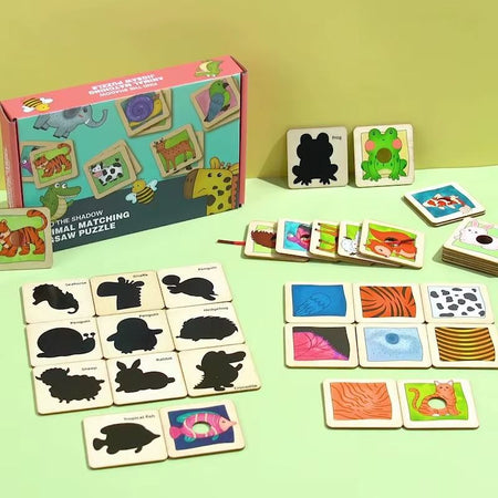 Jeu d’association animaux AnimalLogic avec cartes silhouettes et images pour apprendre à reconnaître les formes