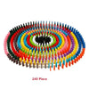 Grand set DominoBlox 240 pièces avec dominos multicolores formant un large cercle en cascade