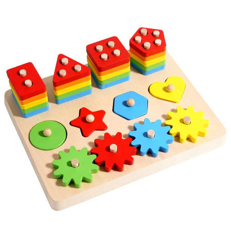 Jeu Montessori CalmBlocks avec différentes formes géométriques à trier et empiler