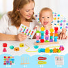 Parent et enfant utilisant un jeu éducatif en bois avec formes géométriques pour apprendre en s’amusant