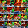 Présentation de seize modèles de figurines de dinosaures à assembler en briques - EducaKid