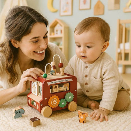 Jouet Montessori AdventBus en bois naturel certifié sans BPA