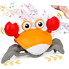 Jouet crabe interactif orange avec effets lumineux et sonores pour éveiller bébé
