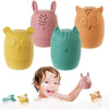 jouets de bain bébé en silicone animaux colorés lapin chat hibou ours