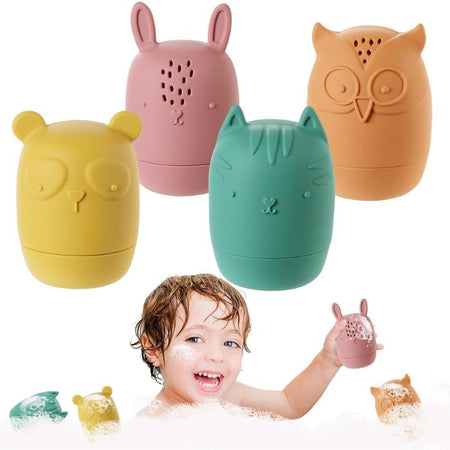 jouets de bain bébé en silicone animaux colorés lapin chat hibou ours