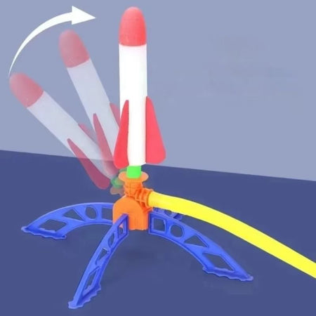 Fusée SkyShooter positionnée sur le lanceur avec système de propulsion à air pour décollage