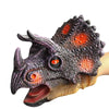 Marionnette à main tricératops violet en caoutchouc souple portée sur la main - EducaKid