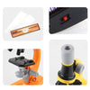 Détails du microscope : lames d'observation, interrupteur, pince porte-lame et oculaire 1200x - EducaKid