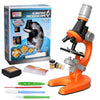 Kit microscope scientifique orange avec sa boîte, ses flacons, lames et outils - EducaKid