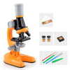 Microscope scientifique pour enfant orange présenté avec ses accessoires : lames, flacons et outils - EducaKid