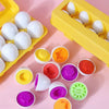 détails des formes géométriques colorées à insérer dans les œufs Montessori