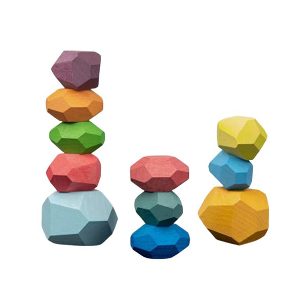 Jeu de pierres Montessori à empiler ZenStack en version 11 pièces en équilibre