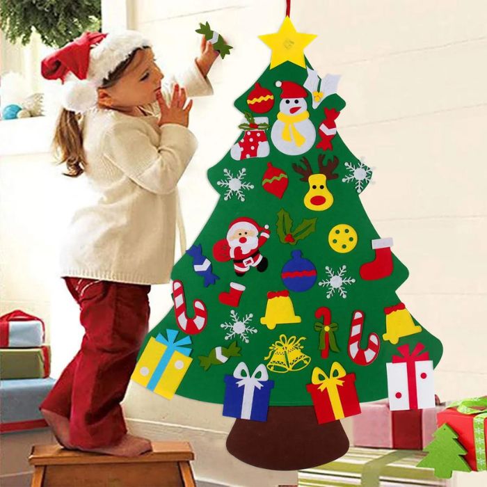 Sapin de Noël en feutrine Montessori avec décorations amovibles – EducaKid