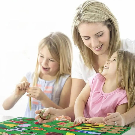 Tableau FeltFarm en feutre avec animaux de la ferme Montessori